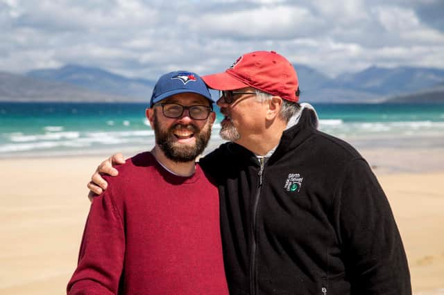 Gordon Shaw holidaying with his partner Shawn in a scene from Long Live My Happy Head, which had input from OU academics