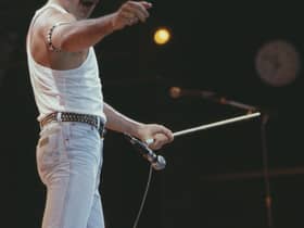 Freddie Mercury, of the pop band Queen, performing on stage during the Live Aid concert. Picture: PA Wire