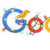 Today's Google Doodle celebrates the start of winter, and the incoming festive season of holidays in December (Image: Google)