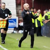 Interim Hearts manager Steven Naismith celebrates during the 2-1 win over Aberdeen last weekend,