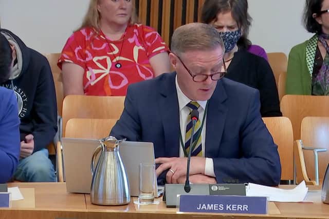 James Kerr, Deputy Chief Executive, Scottish Prison Service speaking at the Equalities, Human Rights and Civil Justice Committee at the Scottish Parliament.