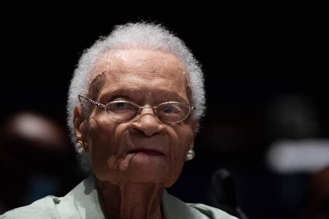 At 107, Viola Fletcher is the oldest living survivor of the 1921 Tulsa race massacre. Picture: Jim Watson/AFP/Getty