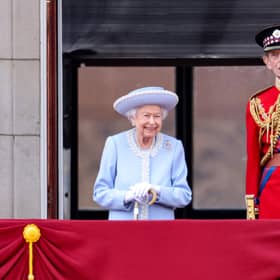 Queen Elizabeth II and Prince Edward, Duke of Kent on the balcony of Buckingham Palace during the Trooping the Colour parade in London. Picture: Chris Jackson/Getty Images