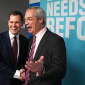 Former Conservative MP Robert Jenrick is welcomed by Reform UK Leader Nigel Farage at a press conference to announce the former's defection on 15 January (Picture: Carl Court/Getty Images)
