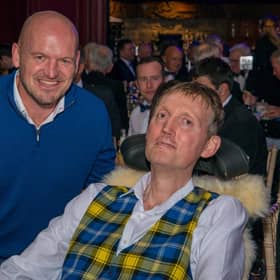 Scotland head coach Gregor Townsend with his former team-mate Doddie Weir, who has died at the age of 52.