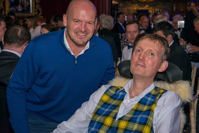 Scotland head coach Gregor Townsend with his former team-mate Doddie Weir, who has died at the age of 52.