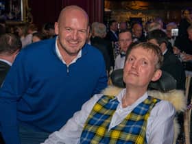 Scotland head coach Gregor Townsend with his former team-mate Doddie Weir, who has died at the age of 52.