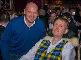 Scotland head coach Gregor Townsend with his former team-mate Doddie Weir, who has died at the age of 52.