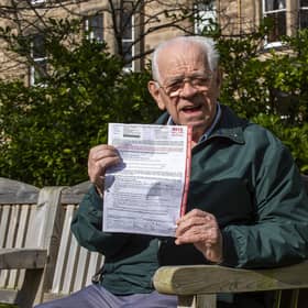 Mr Hay with his DNAR notice which he didn't consent to
PIC: LISA FERGUSON