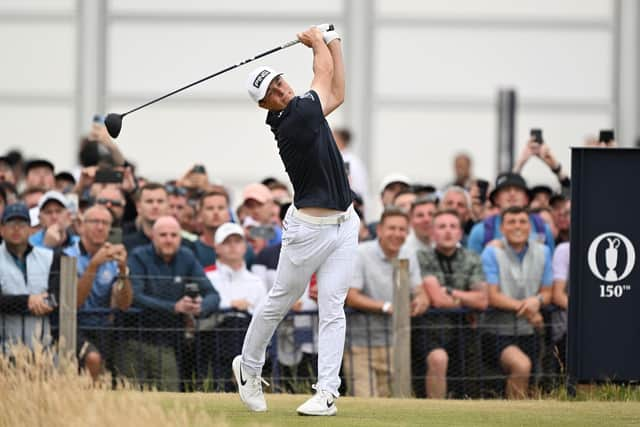 Victor Hovland tees off at the 17th during the third round. Picture: Ian Rutherford.