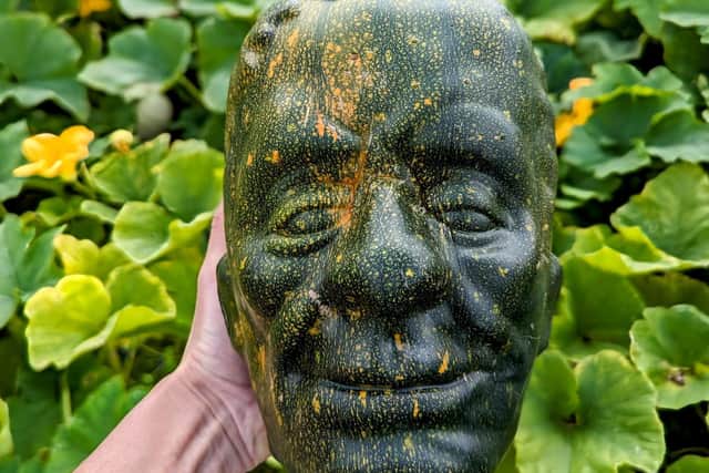 Members of the public are being asked to help name a special pumpkin which resembles Frankenstein's monster, grown by Jenny Fyall at Udny Pumpkins in Aberdeenshire