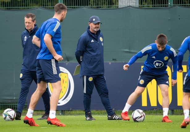 Steve Clarke watches on as Scotland are put through their paces ahead of tonight's match against Moldova.