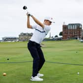 Blairgowrie 16-year-old Connor Graham tees off at the 18th on the Old Course during a practice round prior to the 49th Walker Cup at St Andrews. Picture: Ross Parker/R&A/R&A via Getty Images.