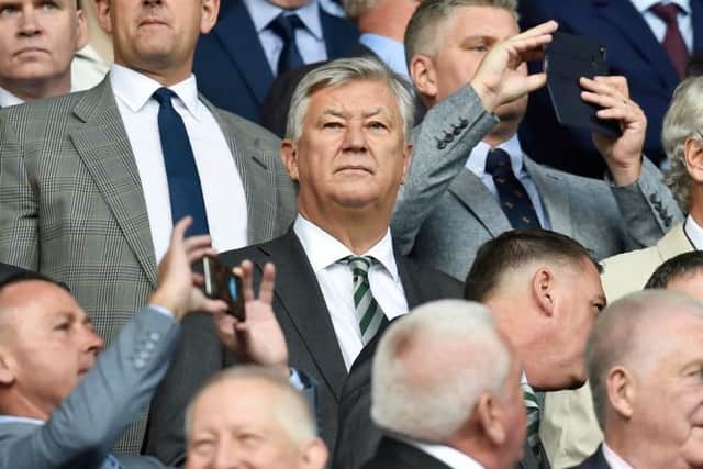 Outgoing Celtic chief executive Peter Lawwell pictured in the directors' box at Ibrox in September 2019. (Photo by Rob Casey / SNS Group)