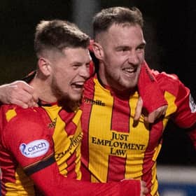 Partick Thistle's Kevin Holt (3) celebrates scoing a late winner over Inverness CT at Firhill.