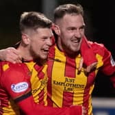 Partick Thistle's Kevin Holt (3) celebrates scoing a late winner over Inverness CT at Firhill.