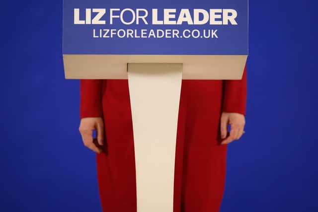Liz Truss launches her campaign to become the next prime minister. Picture: Leon Neal/Getty