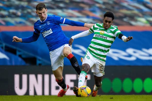 Rangers' Borna Barisic (left) and Celtic's Jeremie Frimpong have both been the subject of transfer speculation, with the latter set to depart Glasgow. (Photo by Craig Williamson / SNS Group)