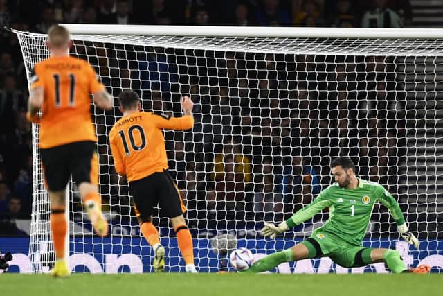 Craig Gordon made a big save from Troy Parrott to help Scotland defeat Republic of Ireland.