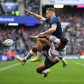 Scotland's Darcy Graham is denied in the corner against Fiji at BT Murrayfield.   (Photo by Ross MacDonald / SNS Group)