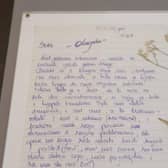 Among the exhibits are a letter from a teenager who was killed three days later.