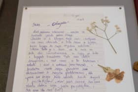 Among the exhibits are a letter from a teenager who was killed three days later.