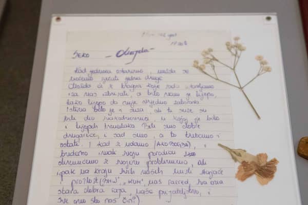 Among the exhibits are a letter from a teenager who was killed three days later.