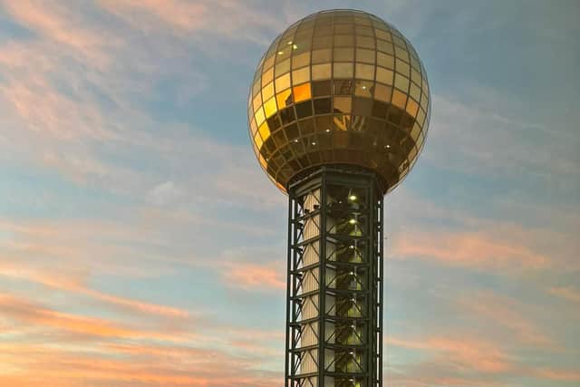 The Sunsphere, Knoxville, which is shaped like a giant microphone. Pic: Hannah Stephenson/PA.