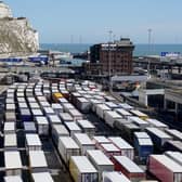 Lorries waiting to check in at the Port of Dover in Kent as P&O ferry services have suspended sailings ahead of a "major announcement" but insisted it is "not going into liquidation".