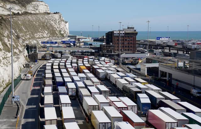 Lorries waiting to check in at the Port of Dover in Kent as P&O ferry services have suspended sailings ahead of a "major announcement" but insisted it is "not going into liquidation".