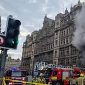 Five firefighters have been hospitalised as crews tackle a 'very serious' blaze at the Edinburgh landmark. Picture: BBC