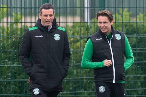 Hibs manager Jack Ross made sure to keep Scott Allan involved in training sessions during the player's spell on the sidelines. Photo by Craig Foy / SNS Group