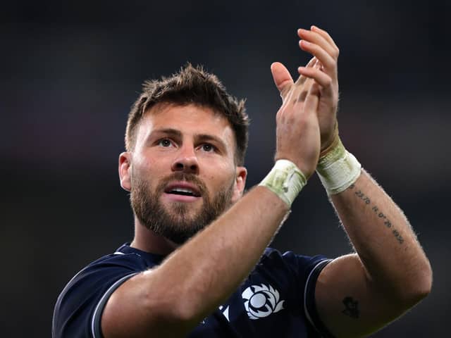 Ali Price applauds the Scotland fans after victory over Romania. (Photo by Laurence Griffiths/Getty Images)