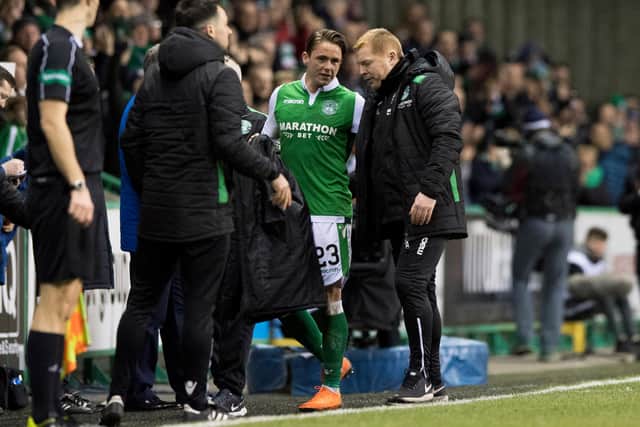 Neil Lennon and Scott Allan when at Hibs together in 2018. (Phot by Alan Harvey/SNS Group).
