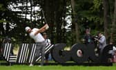 Dustin Johnson of the United States tees off on the 5th hole during day one of the LIV Golf Invitational at The Centurion Club on June 09, 2022 in St Albans, England. (Photo by Matthew Lewis/Getty Images)