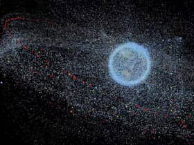 A satellite image of space debris.