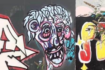 Urban artwork on one of Edinburgh's legal graffiti walls