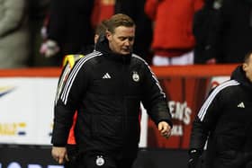Sacked Aberdeen manager Barry Robson at full-time following the 1-1 draw with Dundee at Pittodrie. (Photo by Craig Williamson / SNS Group)