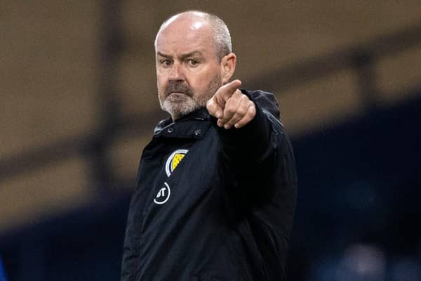 Scotland manager Steve Clarke points the way during the 1-0 win over Slovakia (Photo by Craig Williamson / SNS Group)