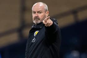 Scotland manager Steve Clarke points the way during the 1-0 win over Slovakia (Photo by Craig Williamson / SNS Group)