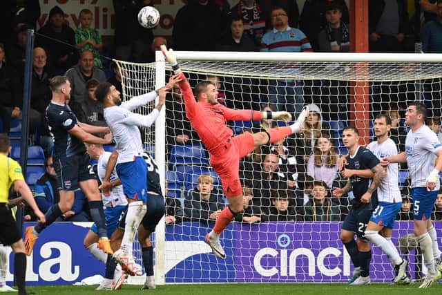 Rangers keeper Jack Butland has impressed with his command coming off his line. As he did with "fantastic" effect in the club's win at Dingwall, his manager Michael Beale noted. (Photo by Rob Casey / SNS Group)