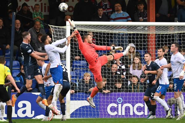 Rangers keeper Jack Butland  has impressed with his command coming off his line. As he did with "fantastic" effect in the club's win at Dingwall,  his manager Michael Beale noted. (Photo by Rob Casey / SNS Group)