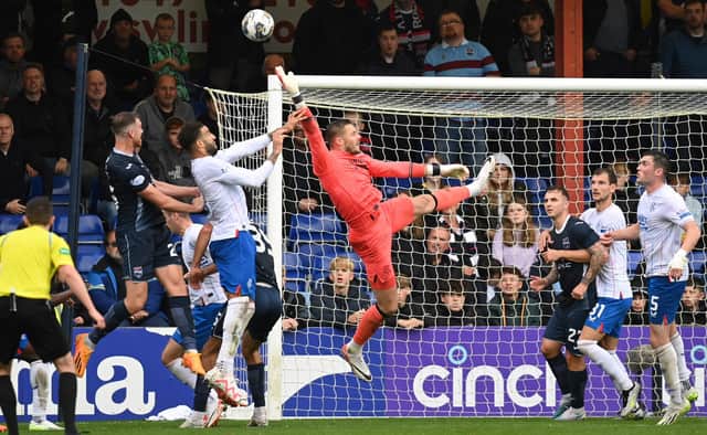 Rangers keeper Jack Butland  has impressed with his command coming off his line. As he did with "fantastic" effect in the club's win at Dingwall,  his manager Michael Beale noted. (Photo by Rob Casey / SNS Group)