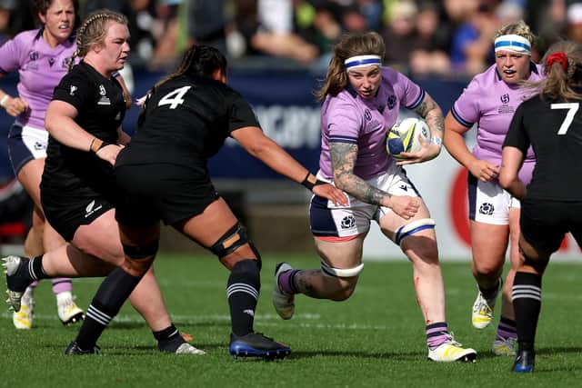 Jade Konkel-Roberts in action for Scotland against New Zealand at the Rugby World Cup. (Photo by MARTY MELVILLE/AFP via Getty Images)