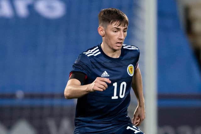 Chelsea midfielder Billy Gilmour in previous action for Scotland U21s. (Photo by Craig Foy / SNS Group)