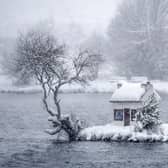 The Wee Hoose, also known as Broons Hoose, is seen in the snow on Loch Shin in Lairg, Scotland. Picture: Jeff J Mitchell/Getty Images