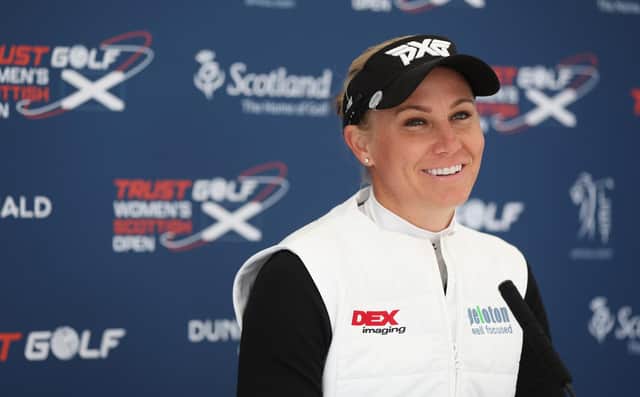 Defending champion Ryann O'Toole speaks to the media ahead of this week's Trust Golf Women's Scottish Open at Dundonald Links. Picture: IMG