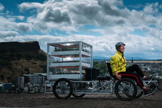 The Dandelion project saw 'growing cubes' transported around Scotland on bikes. Picture: Andrew Cawley
