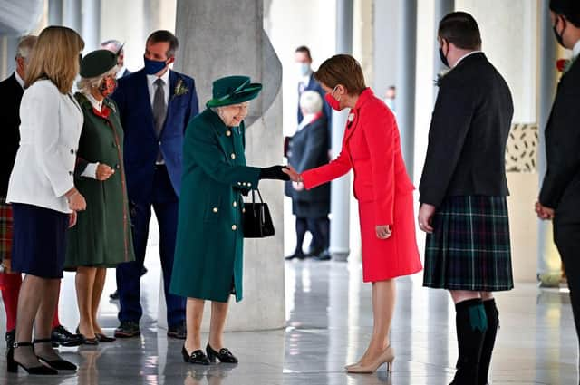 The Queen and the First Minister at the opening of the sixth session of the Scottish Parliament in October (Picture: Jeff J Mitchell/Getty Images)