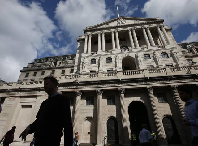 The Bank of England, above, has voted to increase the base interest rate from 3.5 per cent to 4 per cent.